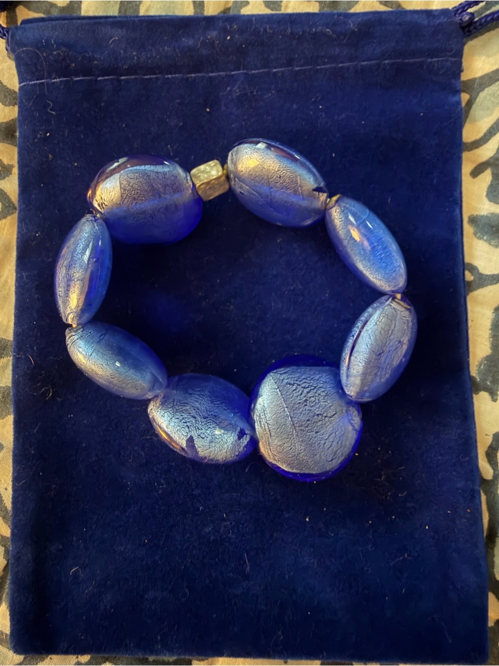 Blue Glass Bead Stretch Bracelet - Elegant Women's Jewelry